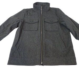 Old Navy Boys Wool Blend Full Zip Jacket Gray Size S 6-7 Pockets High Neck